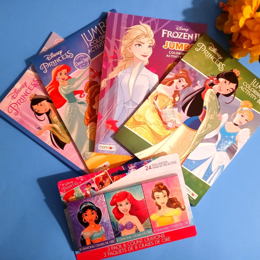 6PC Disney Princess & Frozen 2 Activity Books Plus